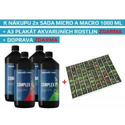 AKCE! DOPRAVA A PLAKÁT ZDARMA - AquaGrower 2x sada 1000ml Micro a Macro Complex