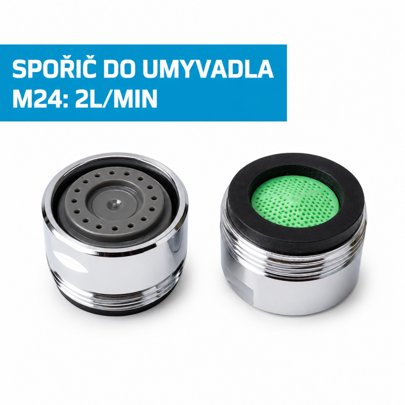 Úsporný perlátor pro umyvadla, M24, průtok 2 l/min (spořič vody)