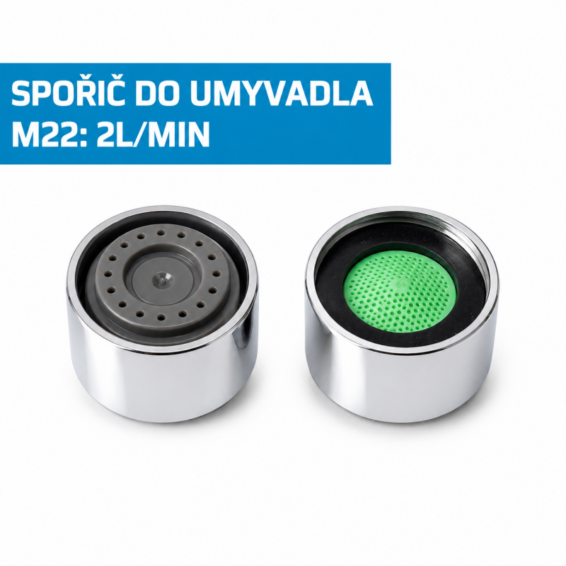 Úsporný perlátor pro umyvadla, M22, průtok 2 l/min (spořič vody)