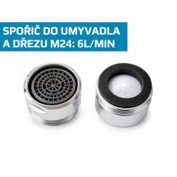 Úsporný perlátor pro umyvadla a dřezy, M24, průtok 6 l/min (spořič vody)